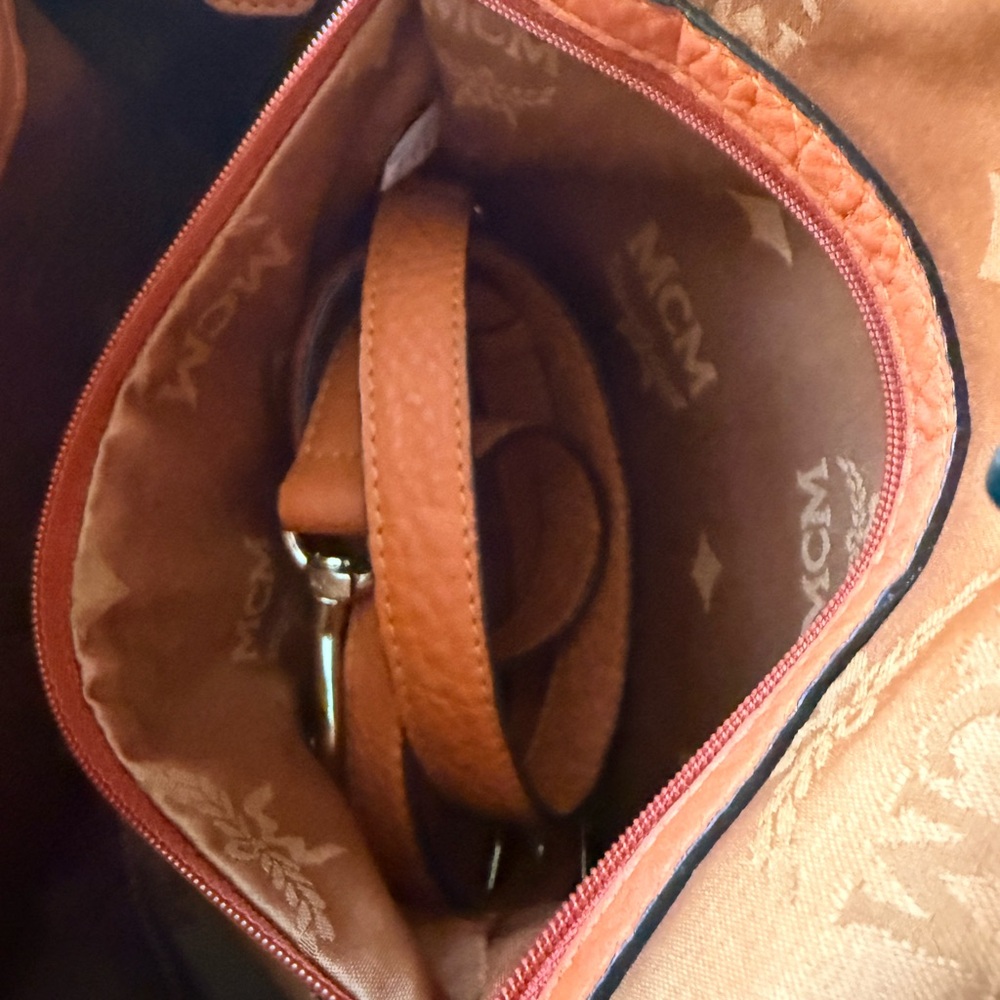 MCM Orange Leather Top-Handle Satchel - Picture 7 of 10